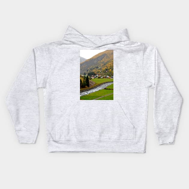 Flamsdalen Valley Flam Norway Scandinavia Kids Hoodie by AndyEvansPhotos